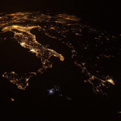 Western Europe To Arabian Peninsula at night preview image